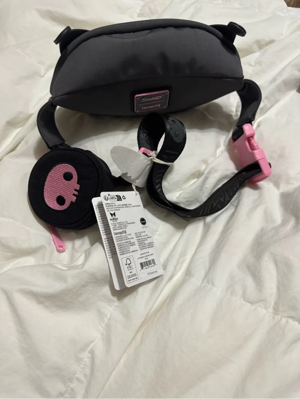Loungefly Black and Pink Character Kids Waist Bag with Coin Pouch